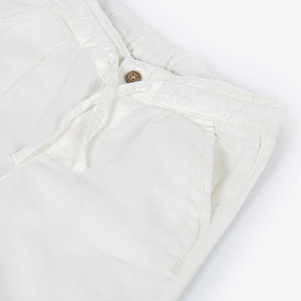 Mayoral-Ivory drawstring linen short | Childrensalon Outlet