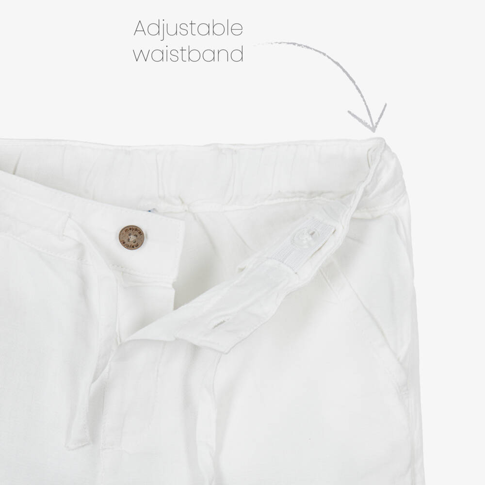 Mayoral-Ivory drawstring linen short | Childrensalon Outlet
