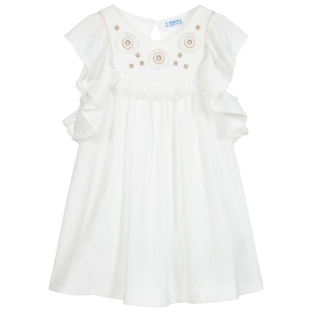 Mayoral - Ivory Embroidered Dress  | Childrensalon