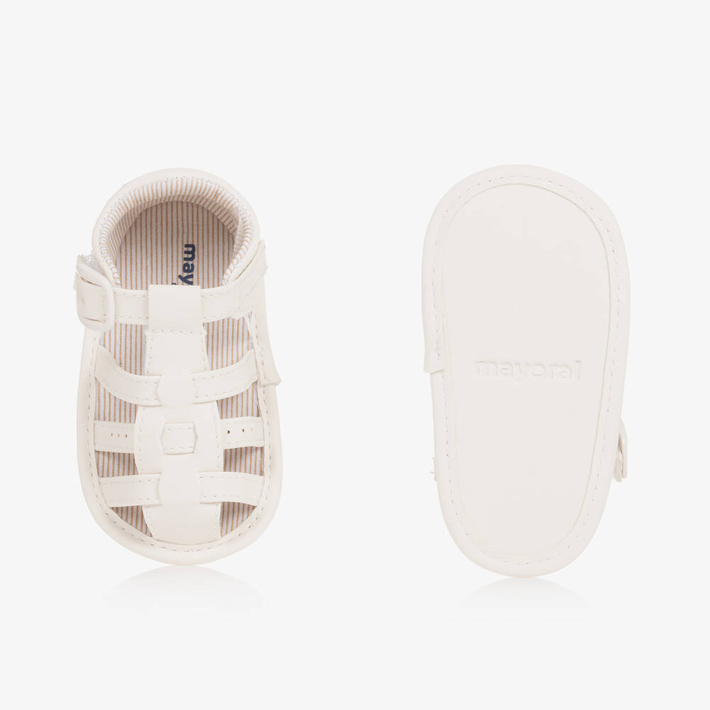 Mayoral Newborn-Ivory Faux Leather Pre-Walker Sandals | Childrensalon Outlet