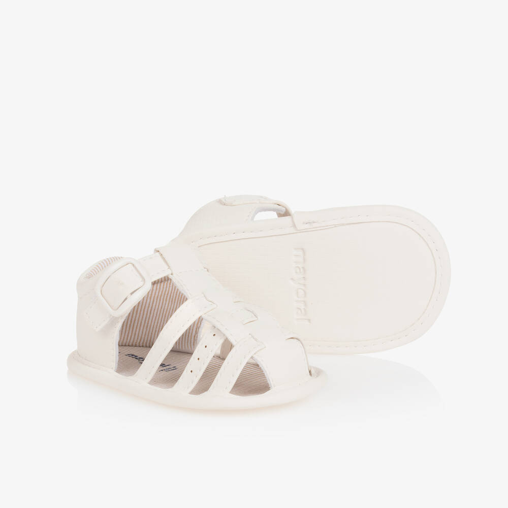 Mayoral Newborn-Ivory Faux Leather Pre-Walker Sandals | Childrensalon Outlet