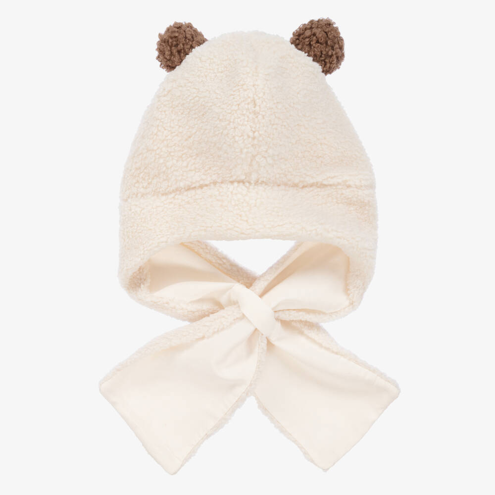 Mayoral-Ivory Faux Shearling Bear Baby Hat | Childrensalon Outlet