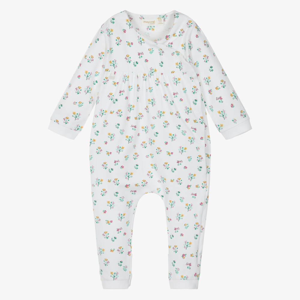 Mayoral Newborn-Ivory Floral Baby Romper for Girls | Childrensalon Outlet