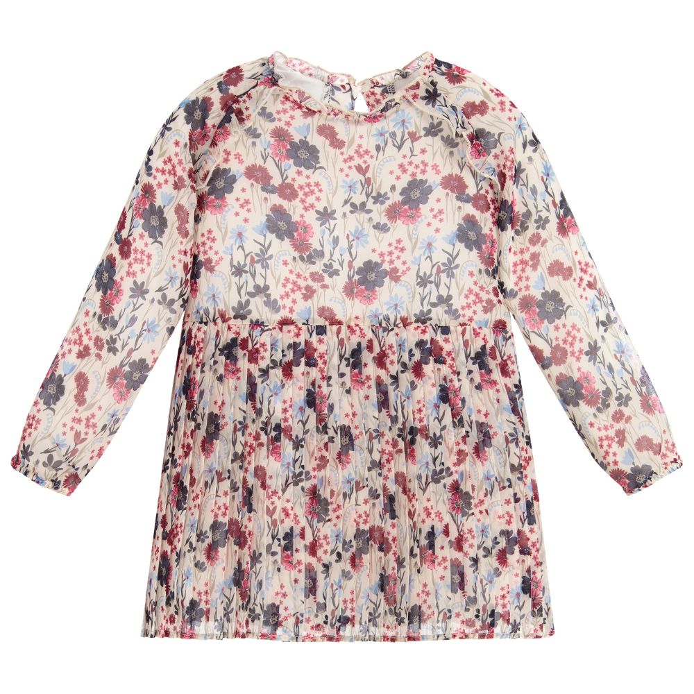 Mayoral-Ivory Floral Chiffon Dress | Childrensalon Outlet