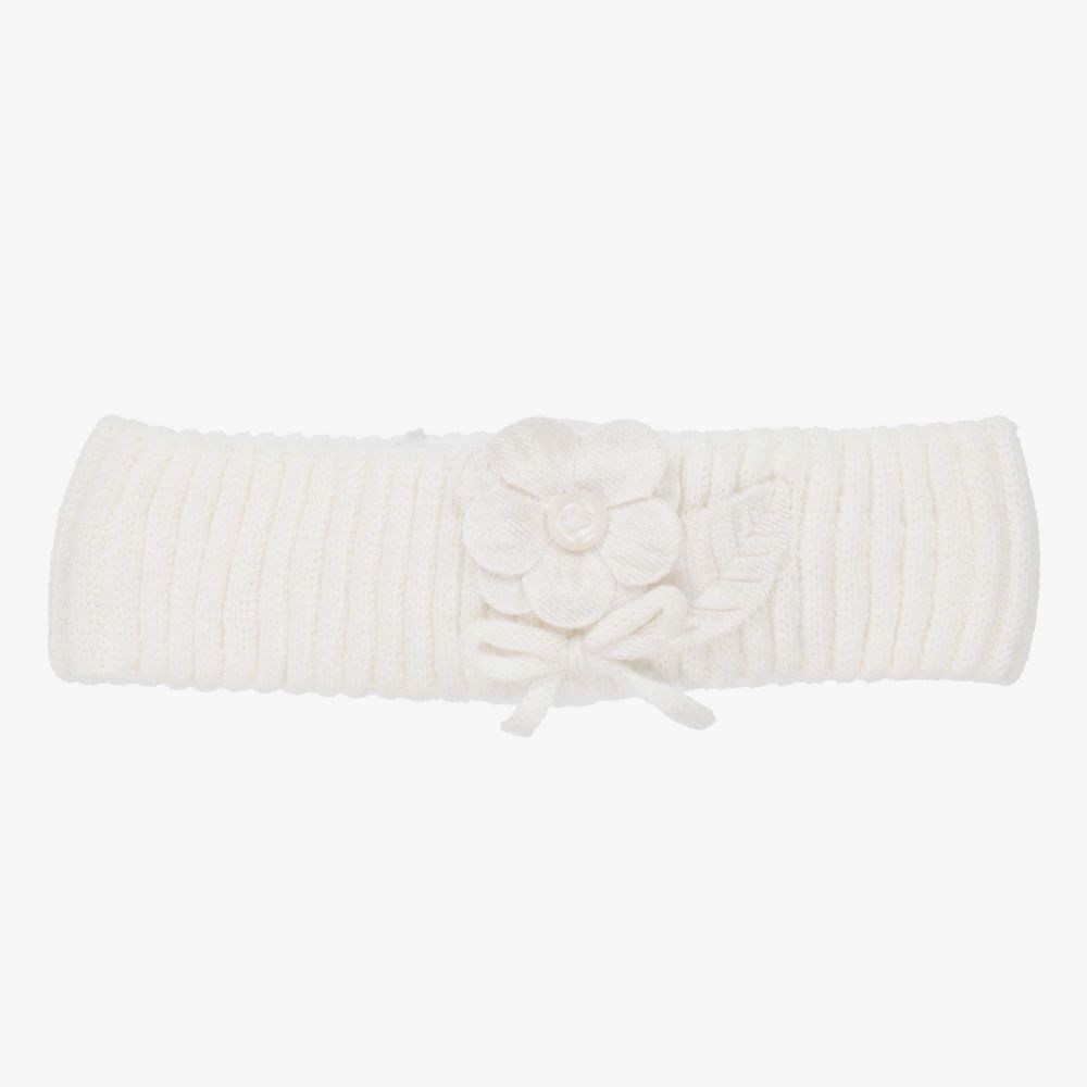 Mayoral Newborn - Ivory Flower Knit Headband | Childrensalon