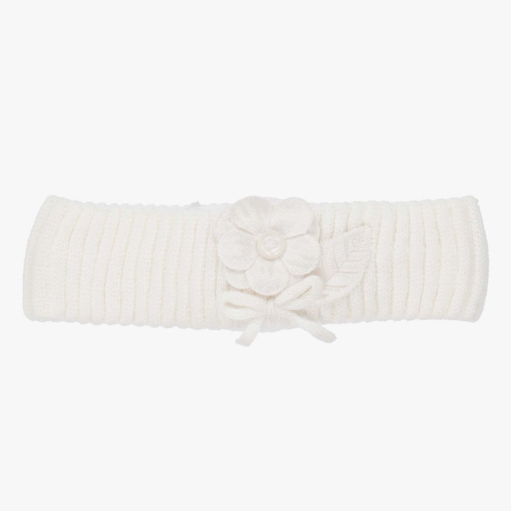 Mayoral Newborn-Ivory Flower Knit Headband | Childrensalon Outlet