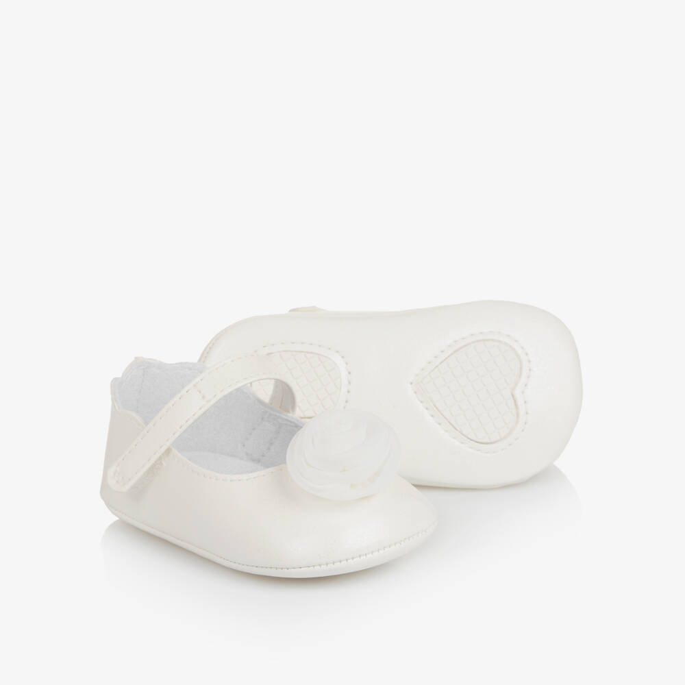 Mayoral Newborn-Ivory Flower Pre Walkers | Childrensalon Outlet