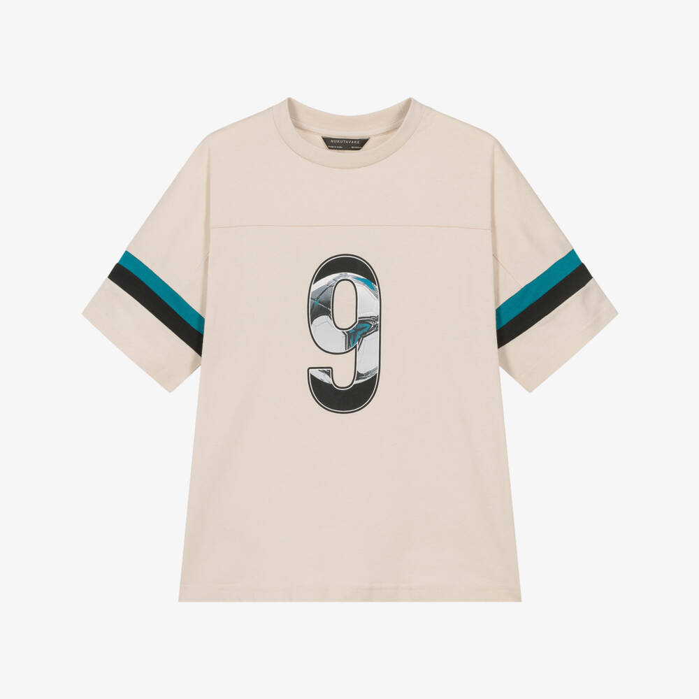 Mayoral Nukutavake-Ivory Football Graphic Tshirt | Childrensalon Outlet