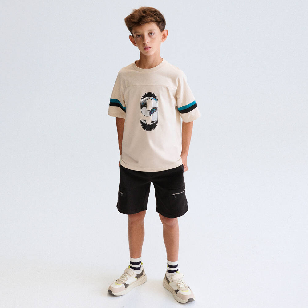 Mayoral Nukutavake-Ivory Football Graphic Tshirt | Childrensalon Outlet