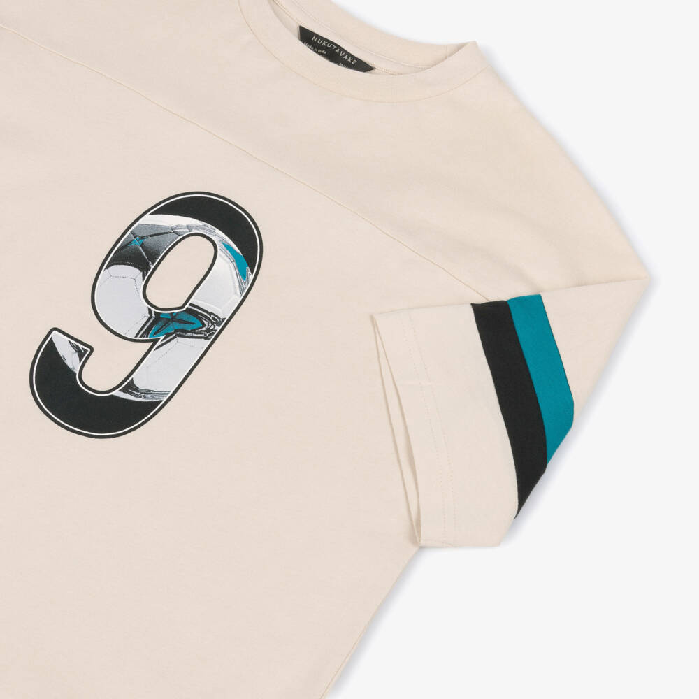 Mayoral Nukutavake-Ivory Football Graphic Tshirt | Childrensalon Outlet