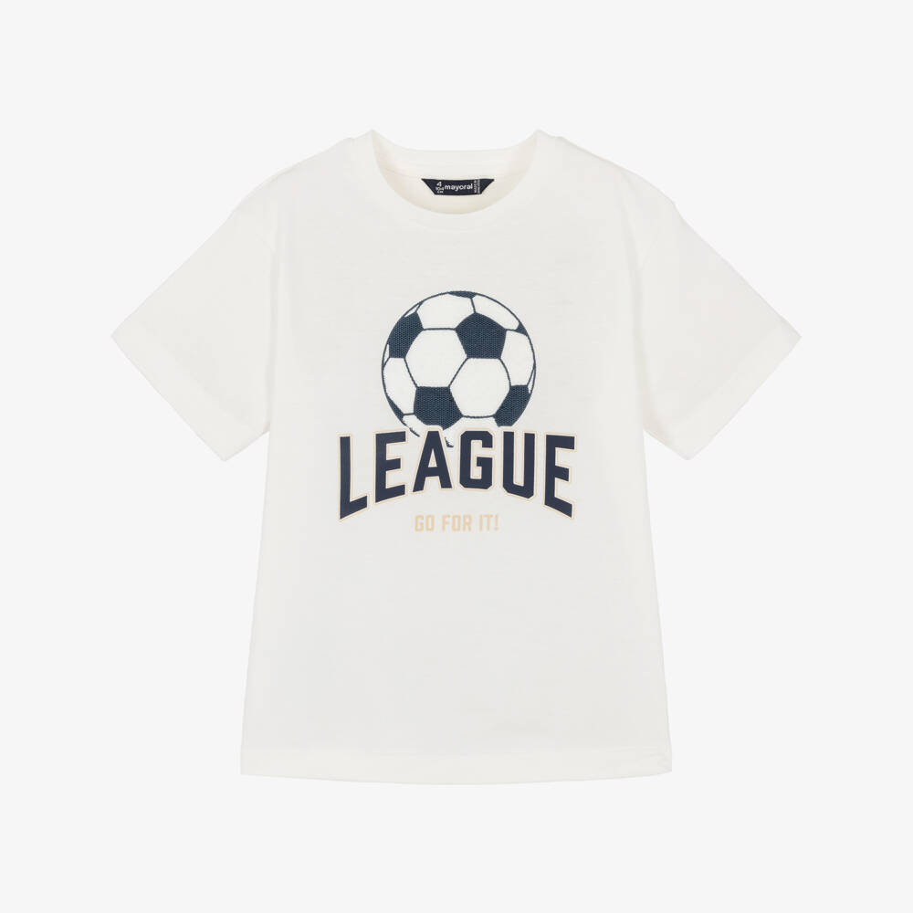 Mayoral-Ivory Football T-shirt | Childrensalon Outlet