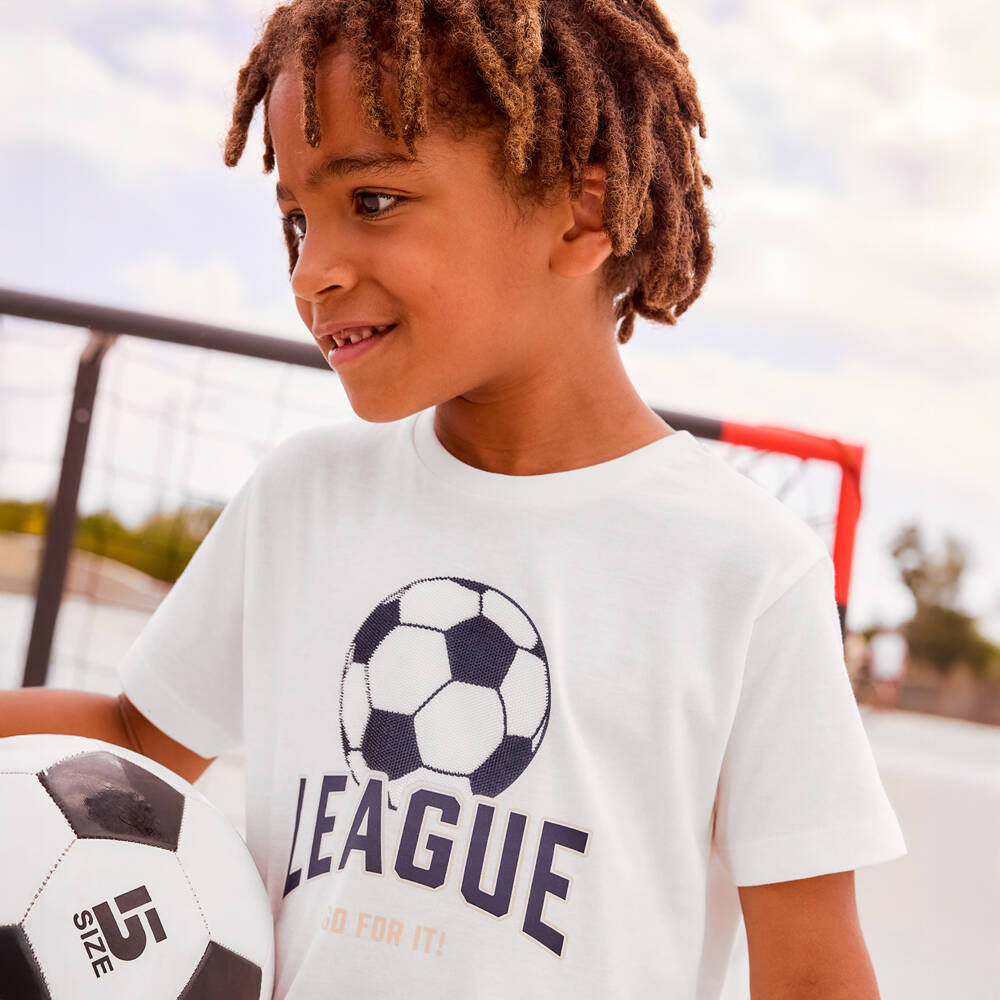 Mayoral-Ivory Football T-shirt | Childrensalon Outlet