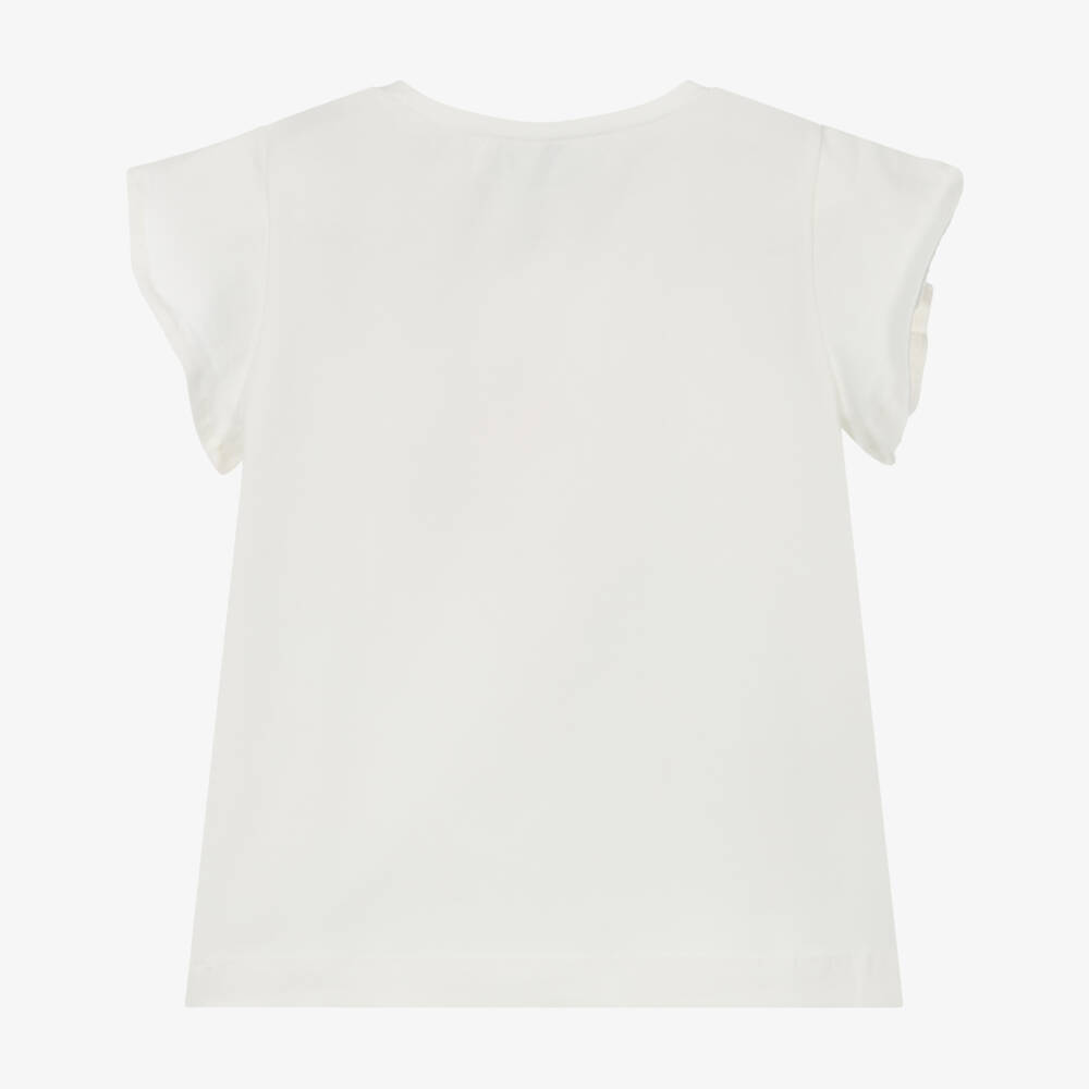 Mayoral-Ivory Girls Tee with Tulip Sleeves | Childrensalon Outlet
