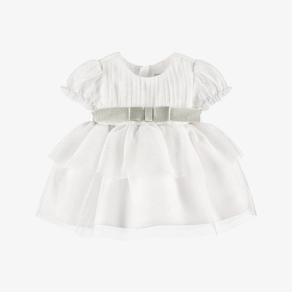Mayoral Newborn-Ivory Glitter Tulle Dress | Childrensalon Outlet
