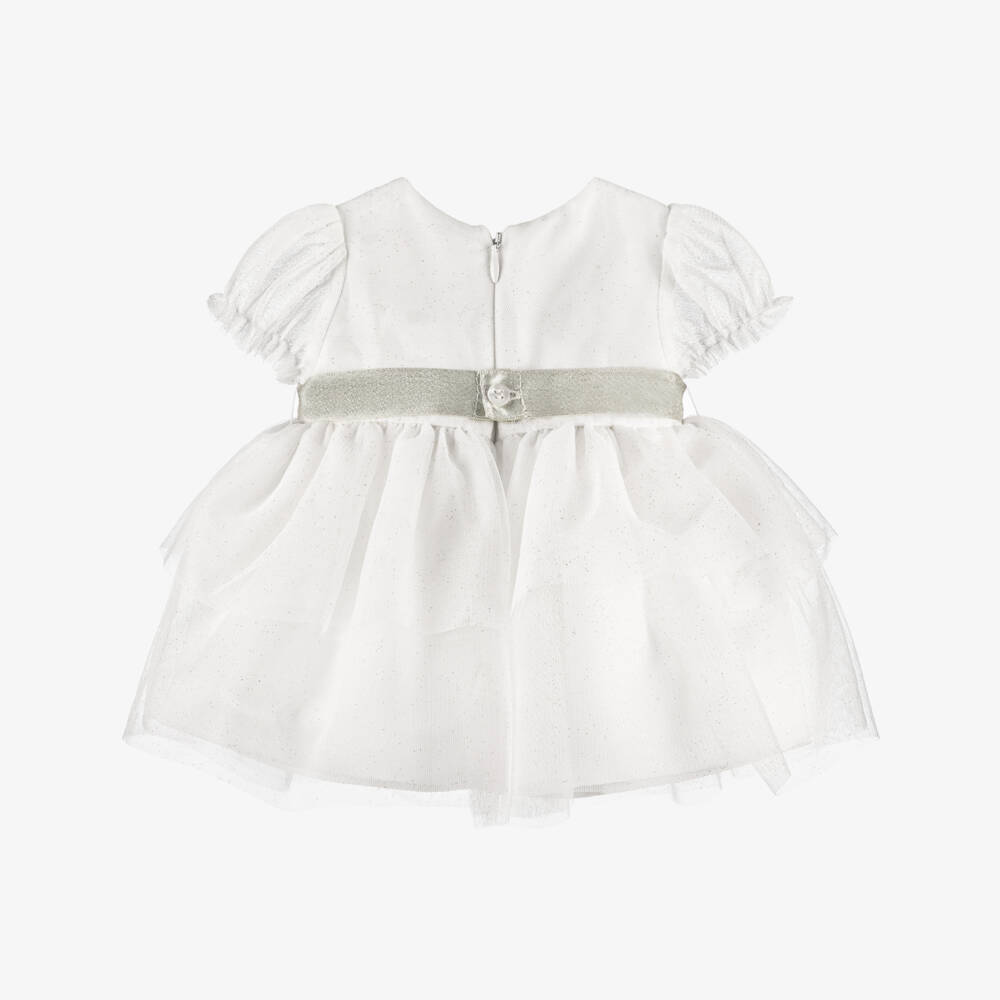 Mayoral Newborn-Ivory Glitter Tulle Dress | Childrensalon Outlet
