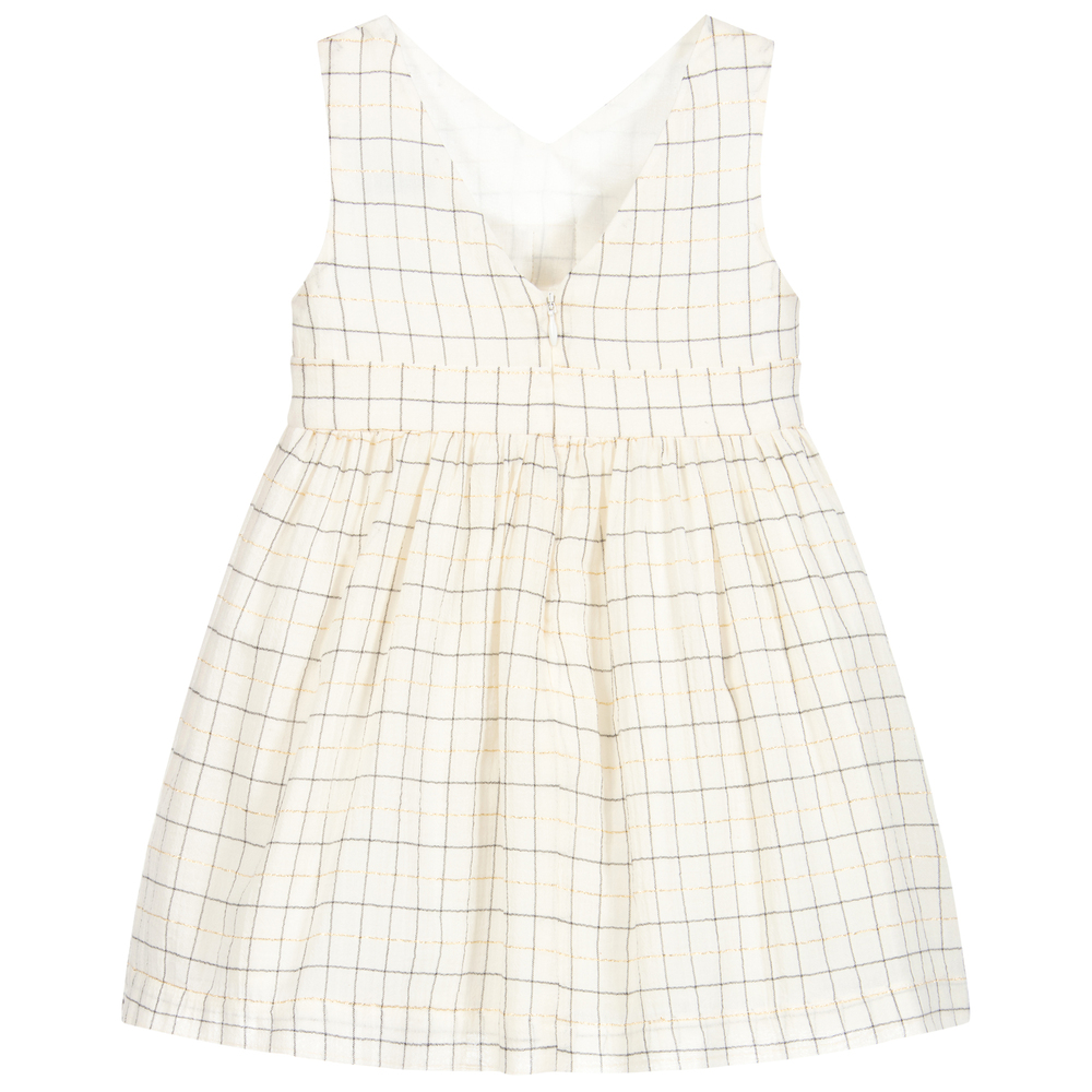 Mayoral-Ivory & Gold Cotton Dress | Childrensalon Outlet
