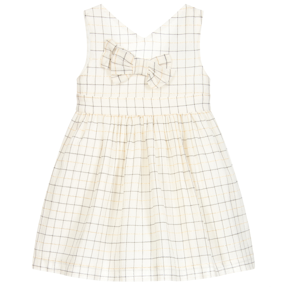 Mayoral - Ivory & Gold Cotton Dress | Childrensalon