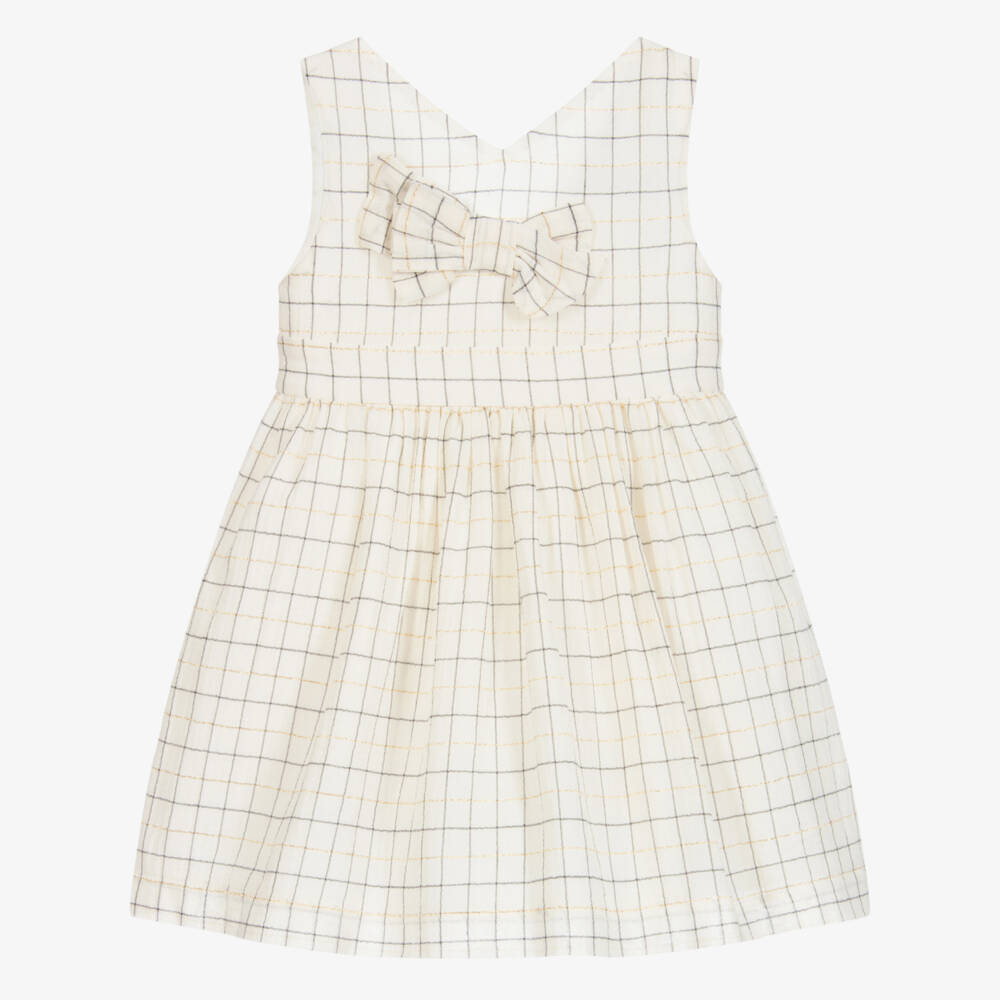 Mayoral-Ivory & Gold Cotton Dress | Childrensalon Outlet