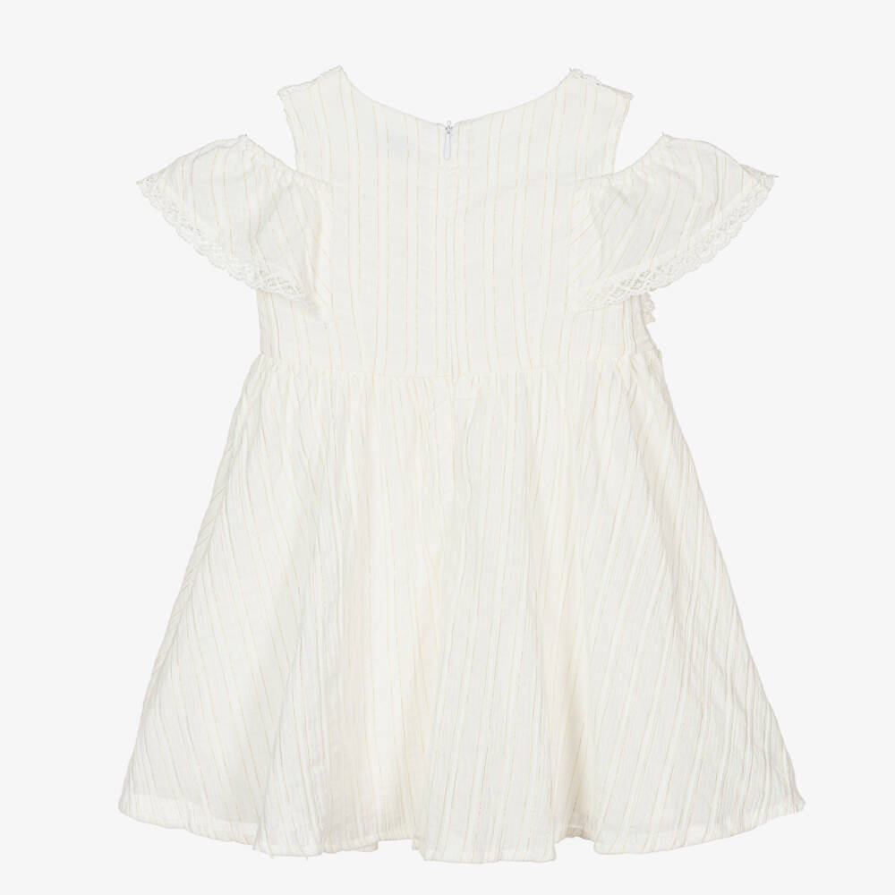 Mayoral-Ivory & Gold Lace-Trimmed Dress | Childrensalon Outlet