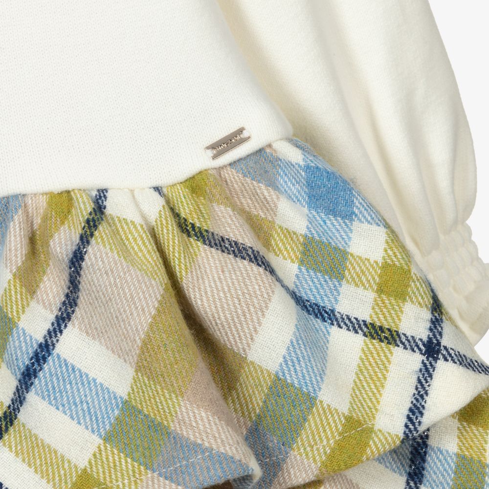 Mayoral-Ivory & Green Check Dress | Childrensalon Outlet