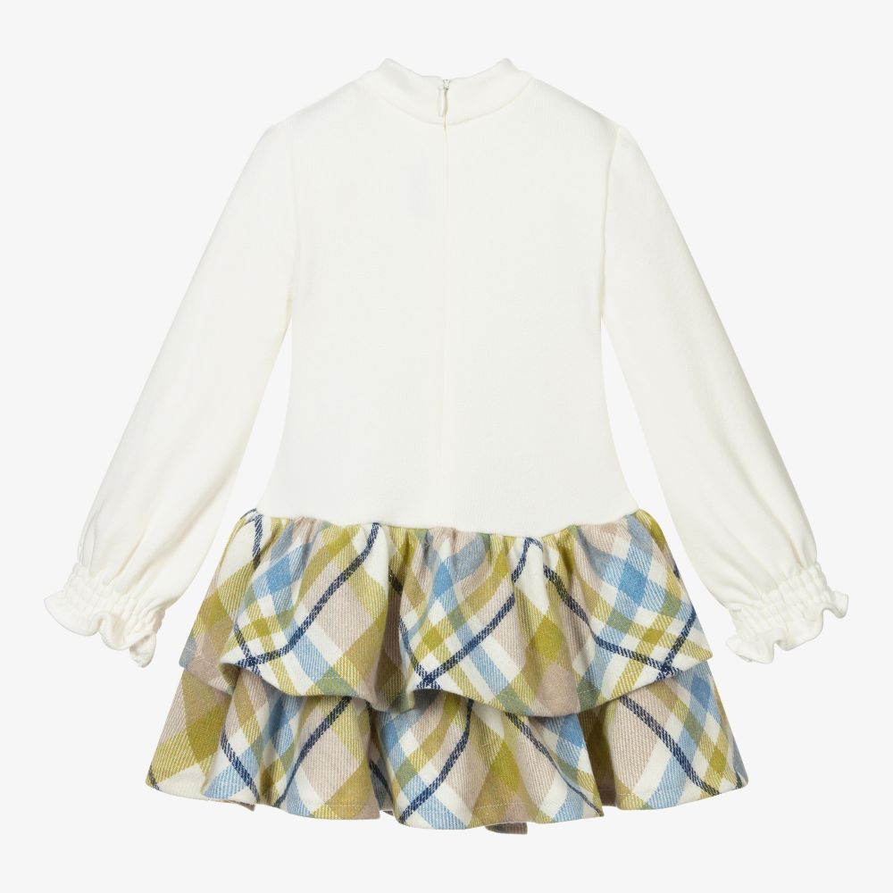 Mayoral-Ivory & Green Check Dress | Childrensalon Outlet