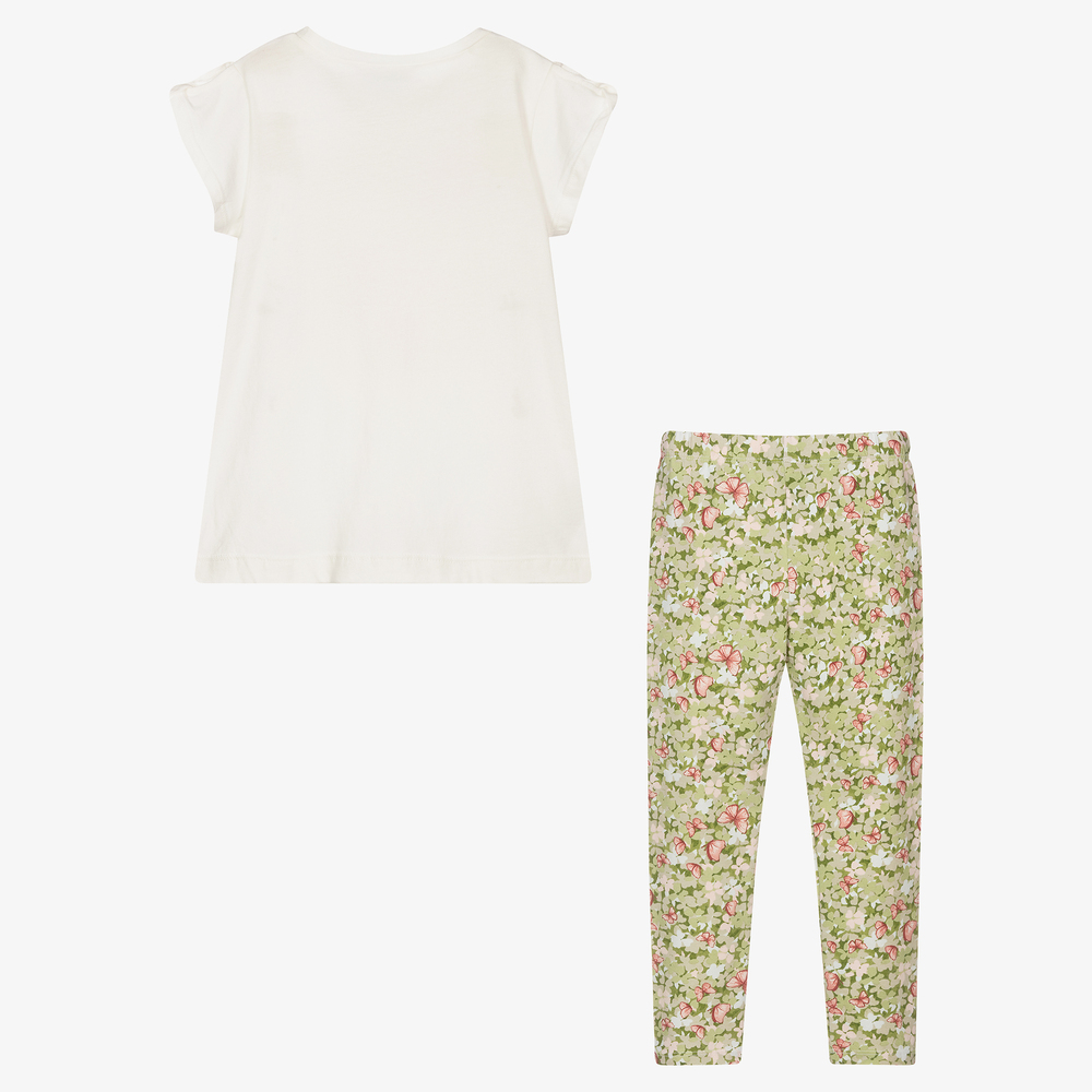 Mayoral-Кремовый топ с зелеными легинсами | Childrensalon Outlet