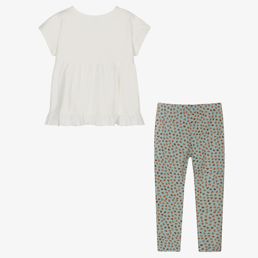 مايورال-طقم ليغنغز قطن جيرسي لون عاجي وأخضر للبنات | Childrensalon Outlet