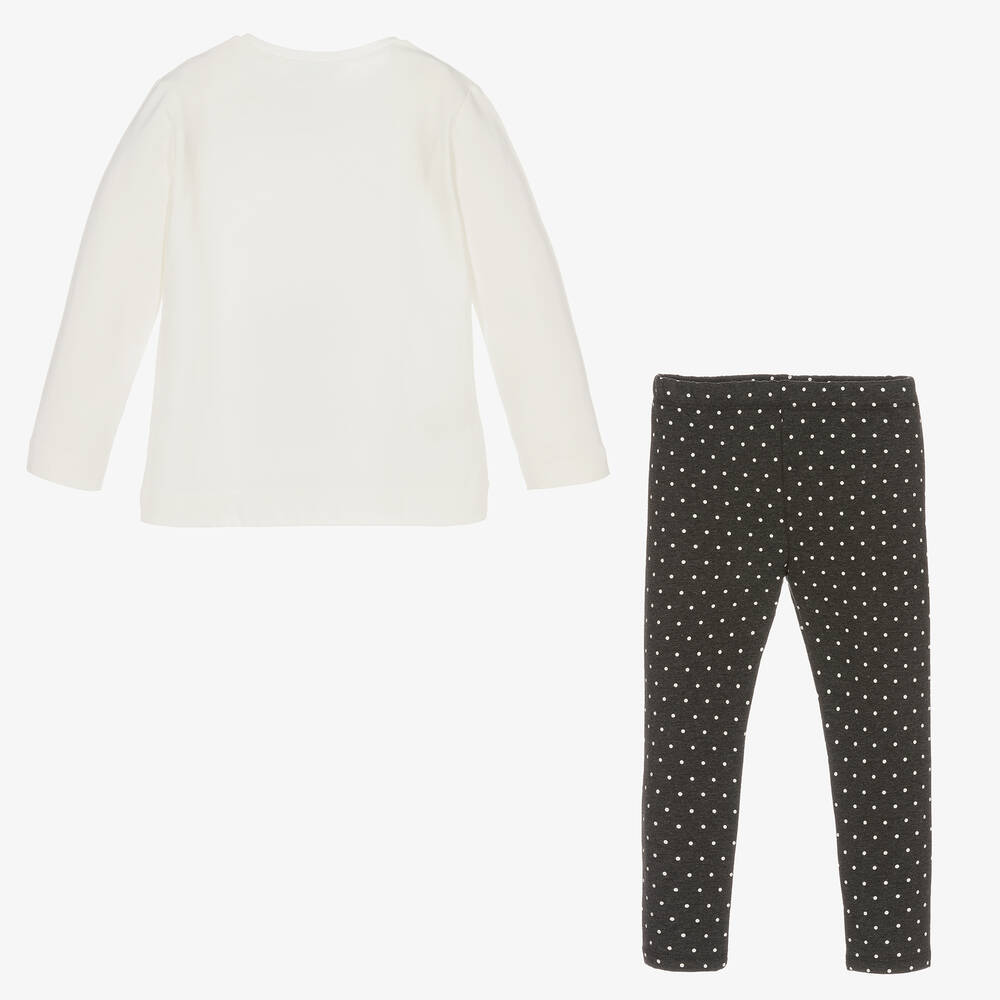 Mayoral-Кремовый топ с котом и серые легинсы | Childrensalon Outlet