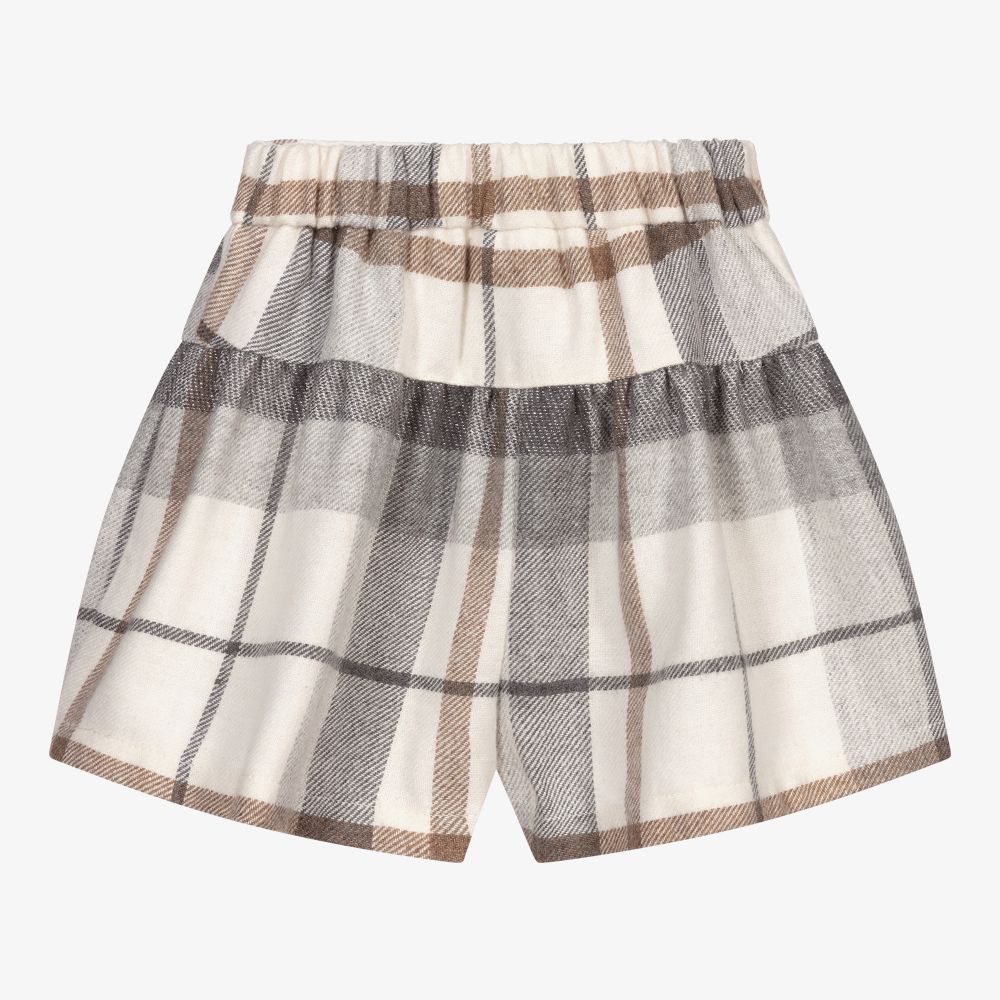 Mayoral-Ivory & Grey Check Shorts | Childrensalon Outlet
