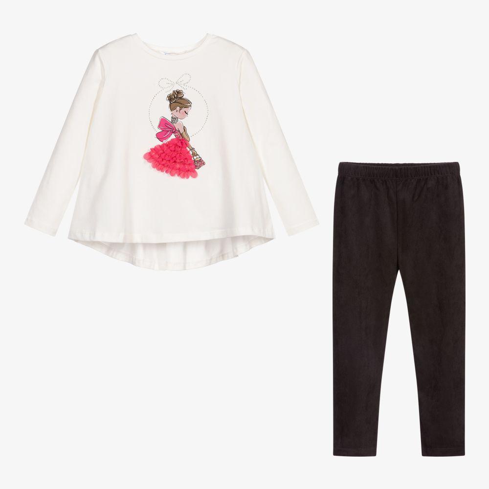 Mayoral-Ivory & Grey Leggings Set | Childrensalon Outlet