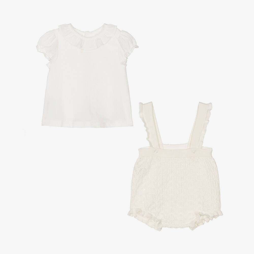 Mayoral Newborn-Ivory Knit Shorts Set | Childrensalon Outlet