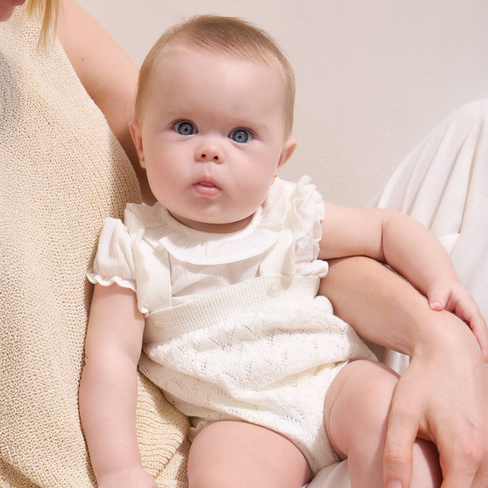 Mayoral Newborn-Ivory Knit Shorts Set | Childrensalon Outlet