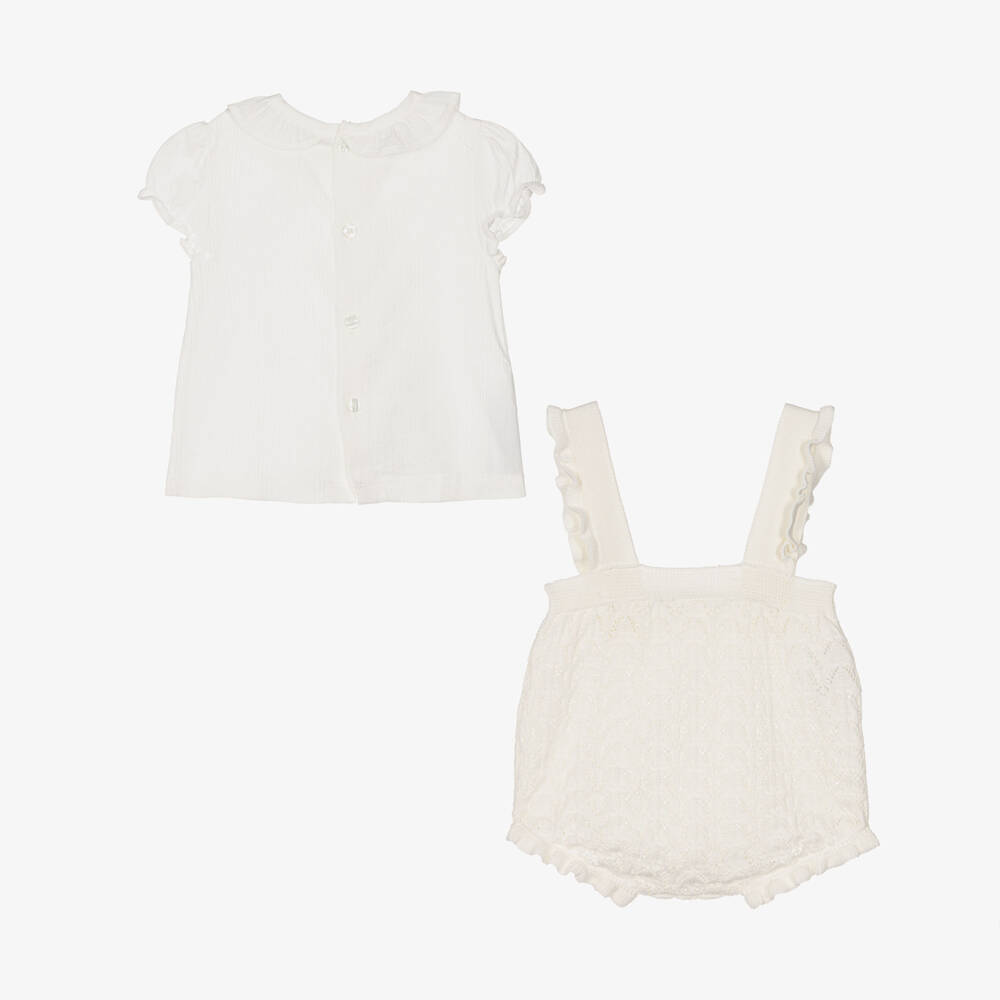 Mayoral Newborn-Ivory Knit Shorts Set | Childrensalon Outlet