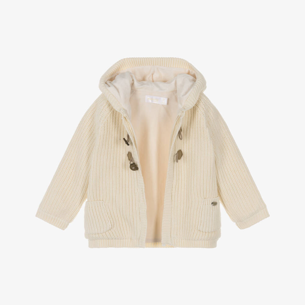 Mayoral Newborn-Ivory Knitted Pram Coat with Teddy Toggles | Childrensalon Outlet