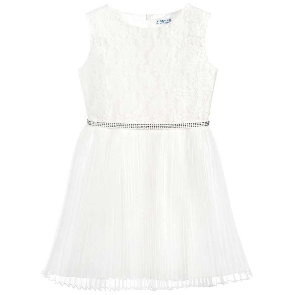 Mayoral-Ivory Lace & Organza Dress | Childrensalon Outlet