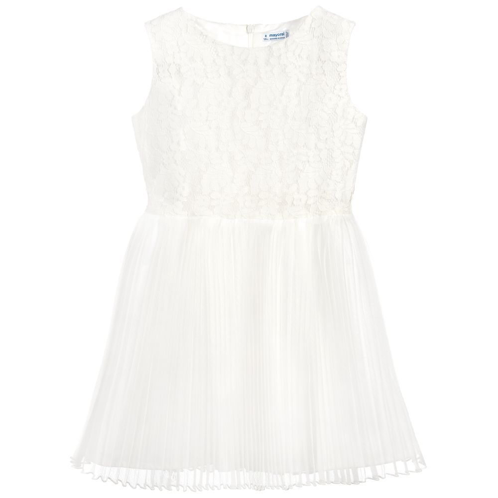 Mayoral-Ivory Lace & Organza Dress | Childrensalon Outlet
