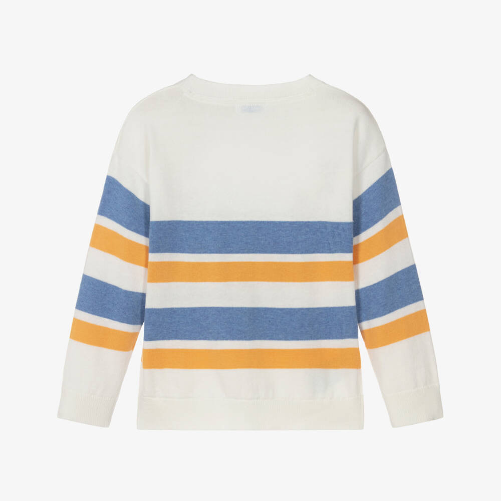 Mayoral-Ivory Multi Stripe Knitted Sweater | Childrensalon Outlet
