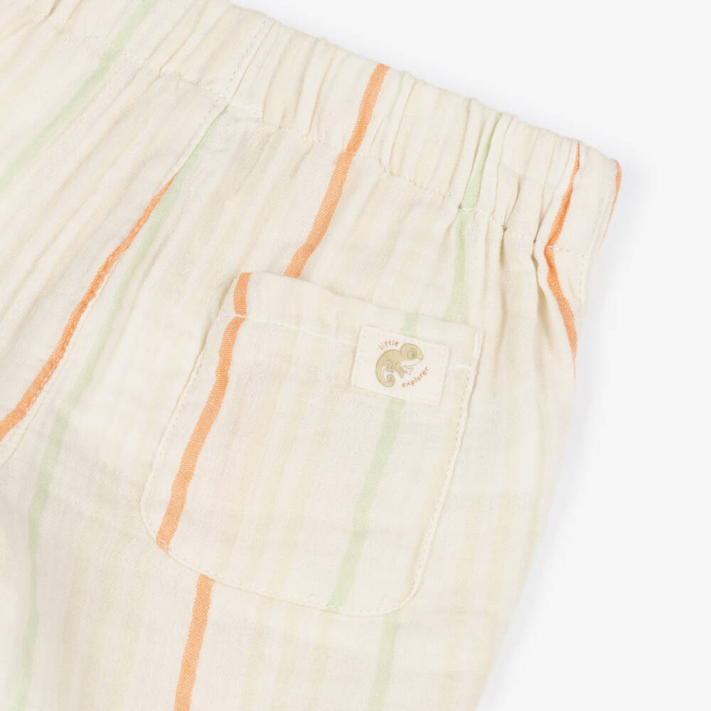 Mayoral-Ivory Muslin Stripe Shorts | Childrensalon Outlet