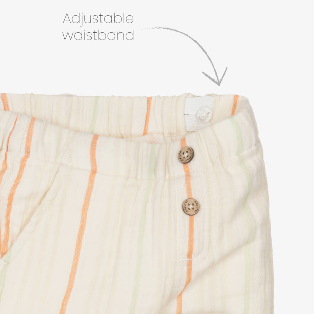 Mayoral-Ivory Muslin Stripe Shorts | Childrensalon Outlet
