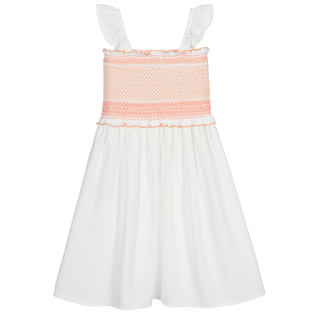 Mayoral-Ivory & Orange Smocked Dress | Childrensalon Outlet