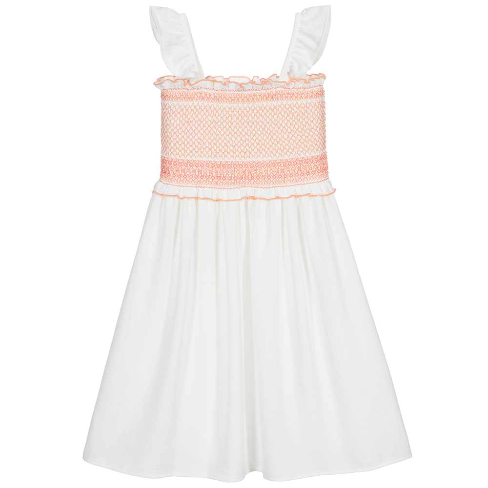 Mayoral - Ivory & Orange Smocked Dress | Childrensalon