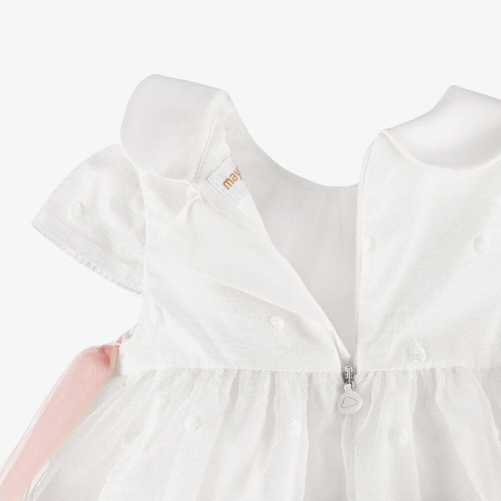 Mayoral Newborn-Ivory & Pink Belt Ceremony Dress | Childrensalon Outlet