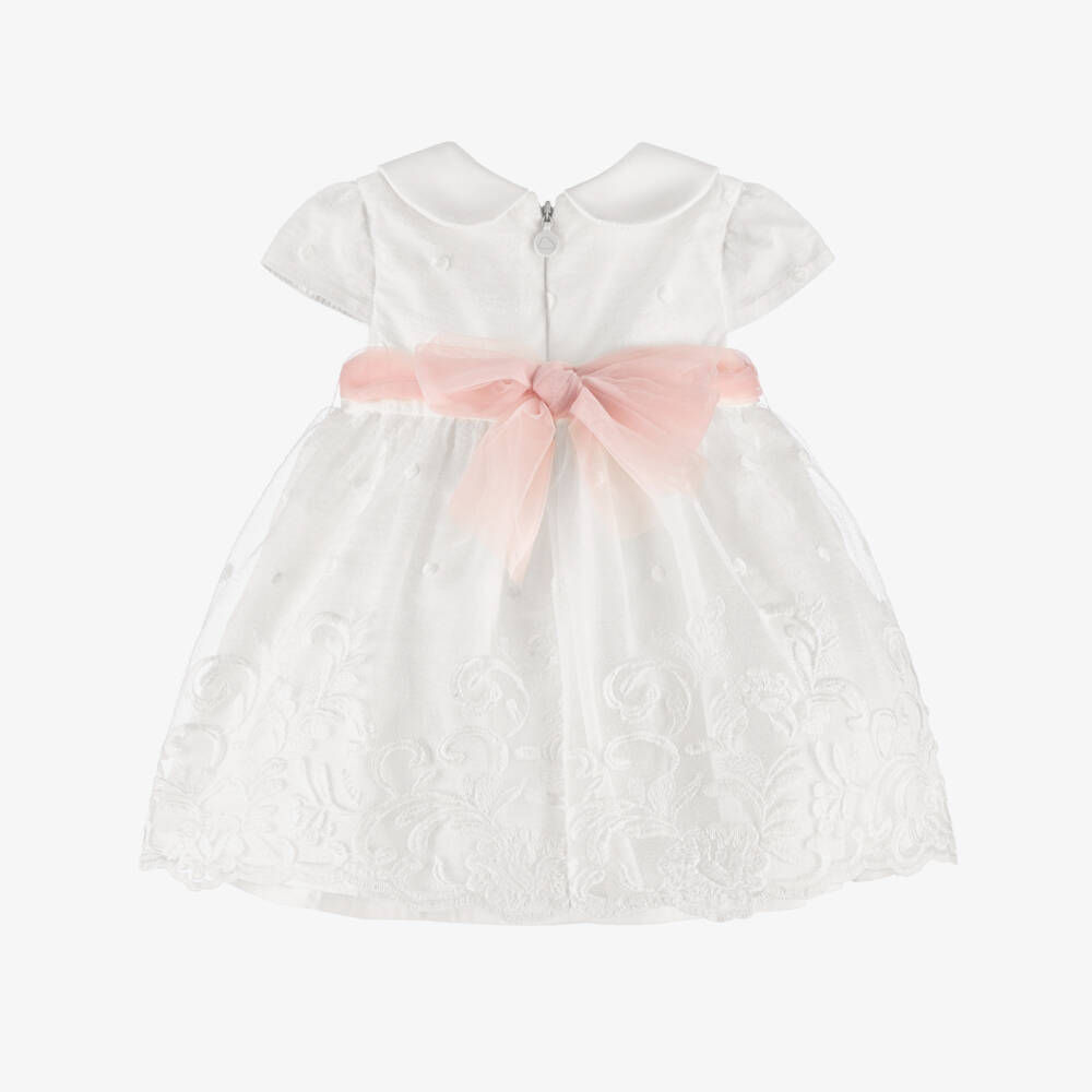 Mayoral Newborn-Ivory & Pink Belt Ceremony Dress | Childrensalon Outlet