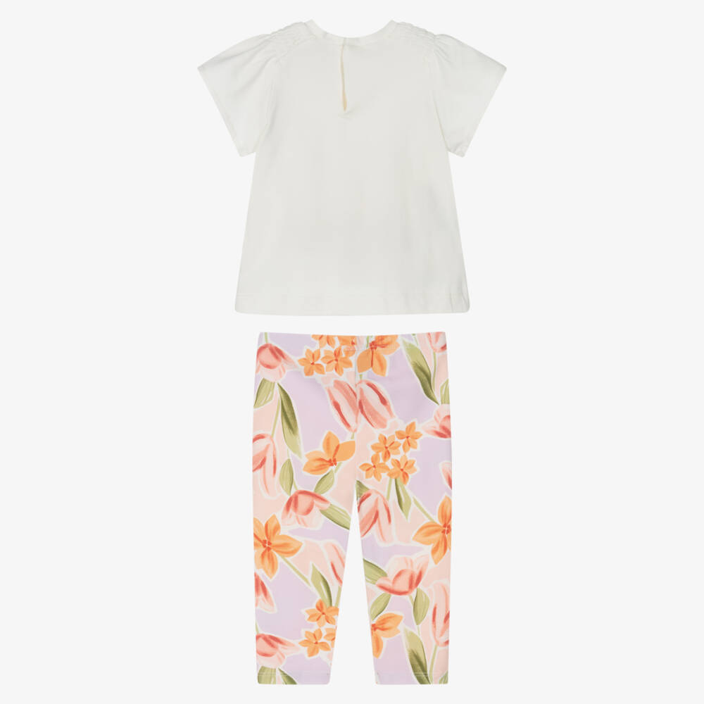 Mayoral-Ivory & Pink Bike Leggings Set | Childrensalon Outlet