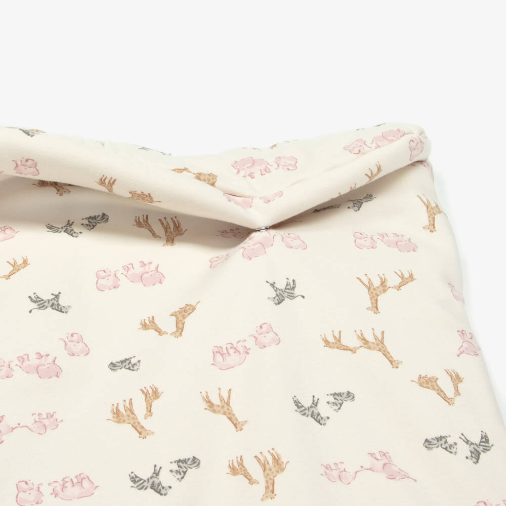 Mayoral Newborn-Ivory & Pink Cotton Jersey Safari Animals Sleeping Bag (75cm) | Childrensalon Outlet