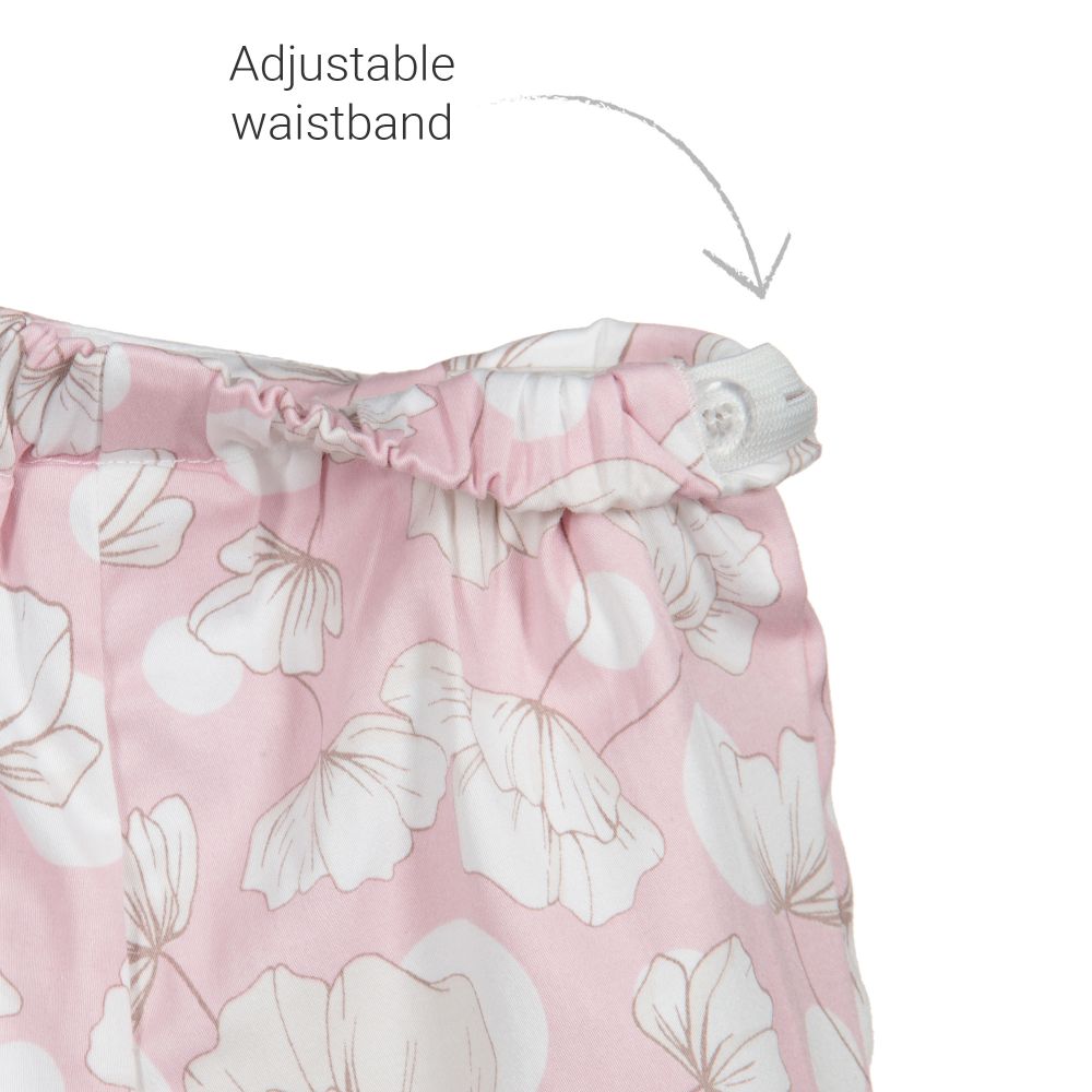 Mayoral-طقم شورت وتوب قطن لون عاجي وزهري بطبعة ورود | Childrensalon Outlet