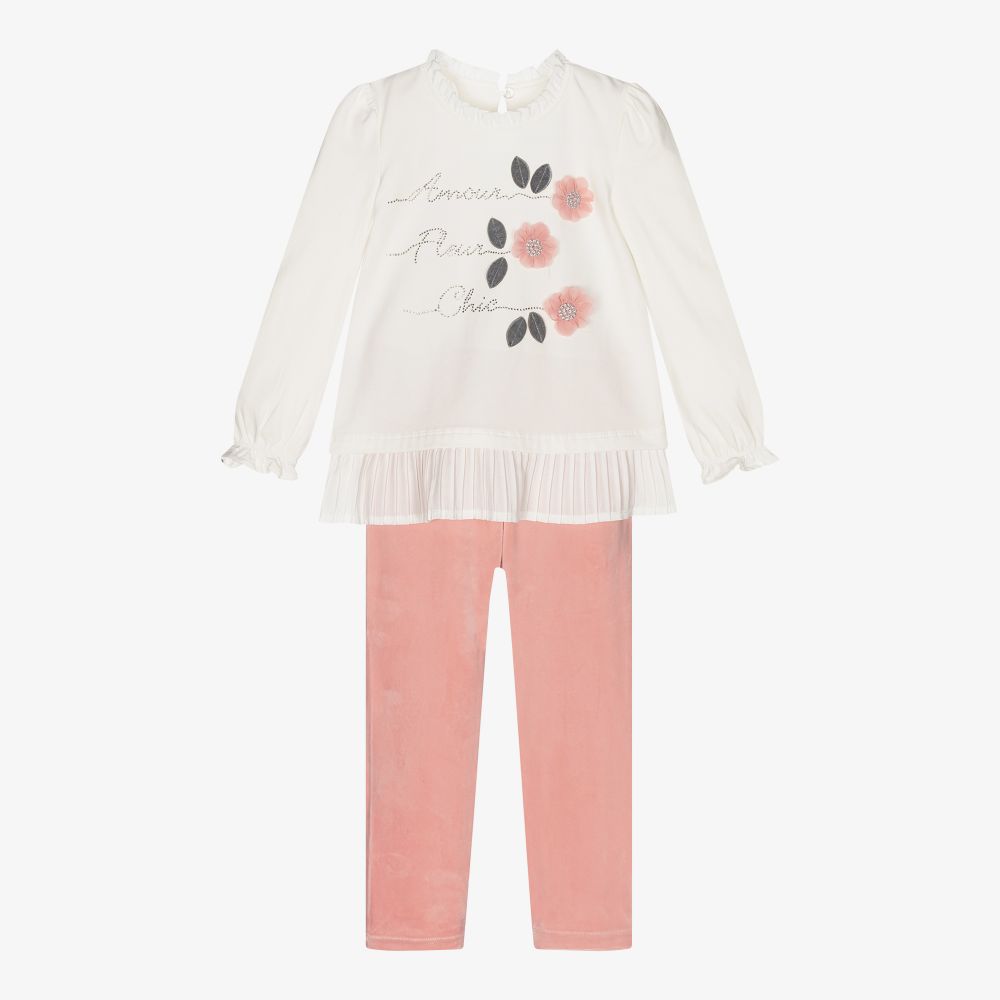 Mayoral-Ivory & Pink Leggings Set | Childrensalon Outlet