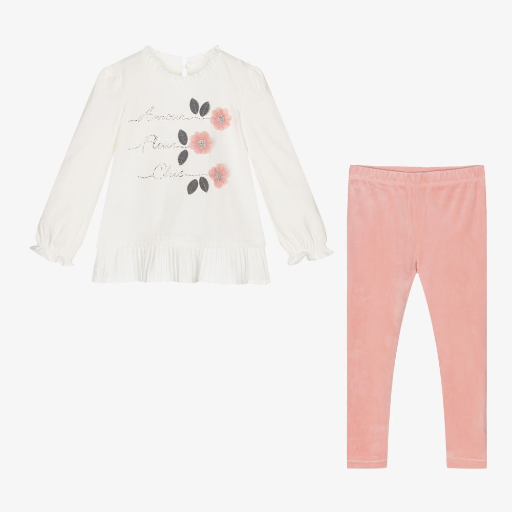 Mayoral Ivory & Pink Leggings Set Childrensalon Outlet