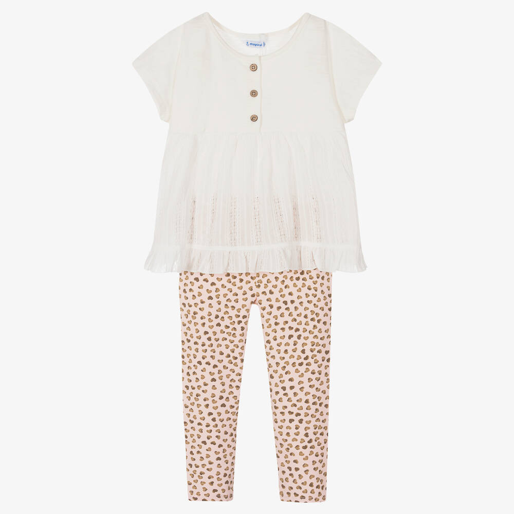 Mayoral - Ivory & Pink Leggings Set | Childrensalon