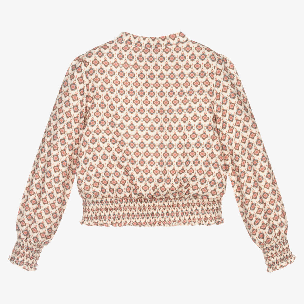 Mayoral-Кремово-розовая блузка с рюшами | Childrensalon Outlet